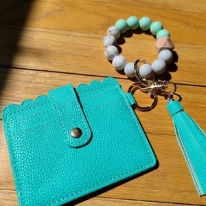 New Silicone Card Wallet Beaded Bangle Key Ring